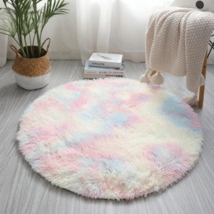 Tapis rond poil long