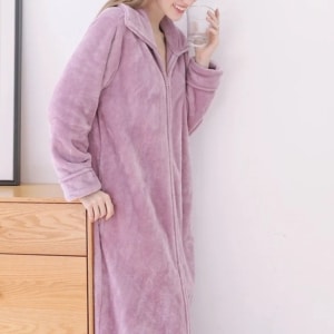Robe de chambre polaire zippée femme