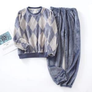 Ensemble pyjama pilou à carreaux homme