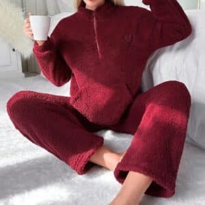 Ensemble pyjama hiver​ bordeaux