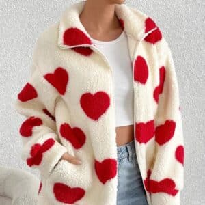 Veste moumoute femme coeur
