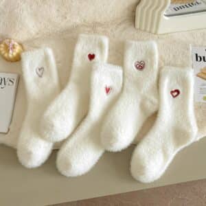 Chaussette pilou coeur rouge (lot de 5)