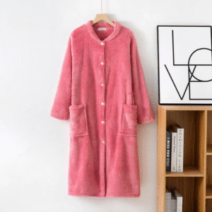 Robe de chambre femme rose​ en pilou