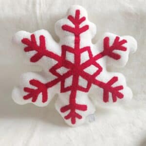 Coussin flocon de neige​ rouge et blanc