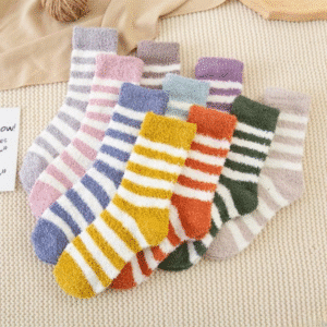 Chaussettes rayées femme​ moumoute (lot de 10)
