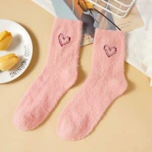 Chaussette coeur rose pilou tout doux (lot de 3)