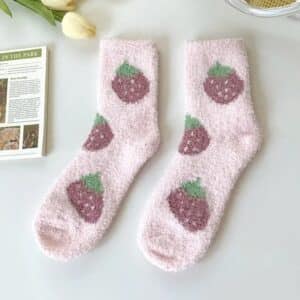 Chaussettes pilou femme fraise
