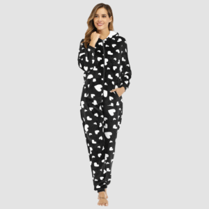 Combinaison femme pilou noir coeur