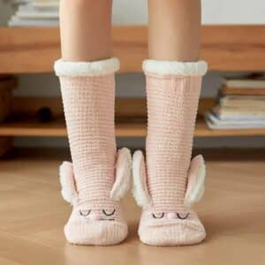 Chaussettes femmes fourrées lapin