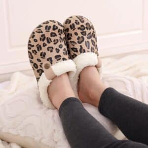 Sabot leopard femme​ fourrée pilou