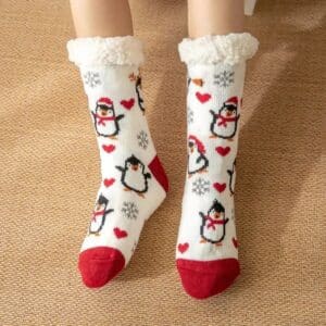 Chaussette plaid Noel pingouin