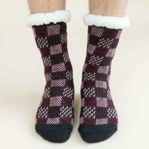 Chaussettes pilou homme fourrées à carreaux