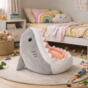 Coussin pouf requin enfant
